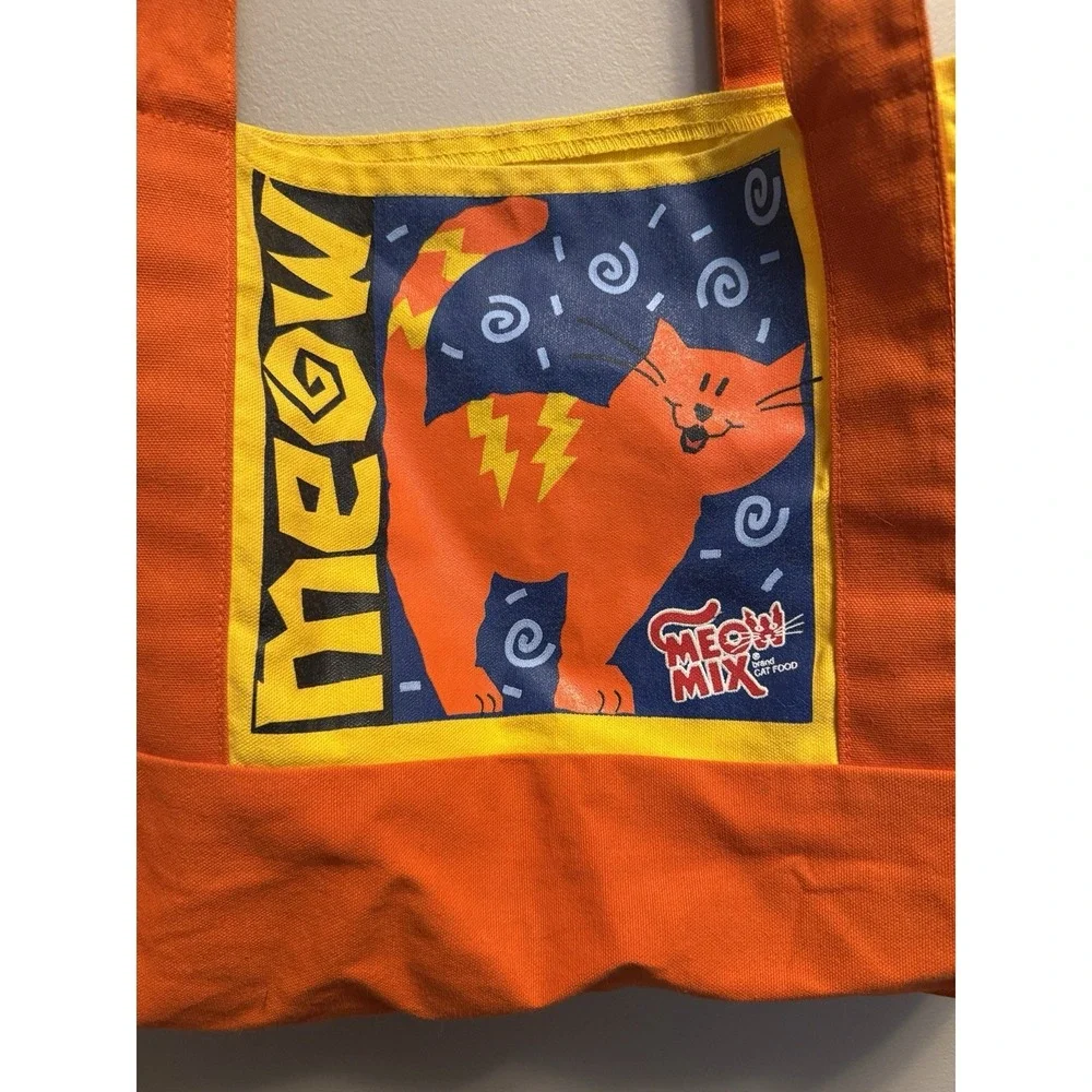 Vintage 90s Meow Mix Promotional Canvas Tote Bag Cat Food Advertising 18x12